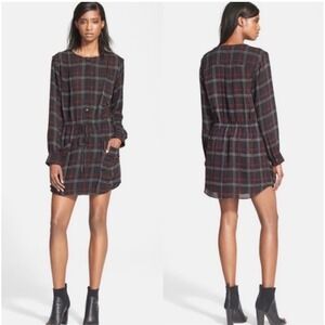 ALC A.L.C. Simona Shirt Dress
Long Sleeve Check Plaid Silk Black
Red Size 2‎ New